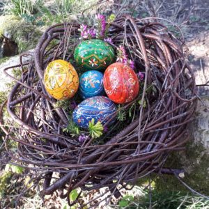 Birch twig nest - random weave (minus the Romanian eggs) 11" diameter