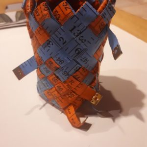 Tape measure plaited basket